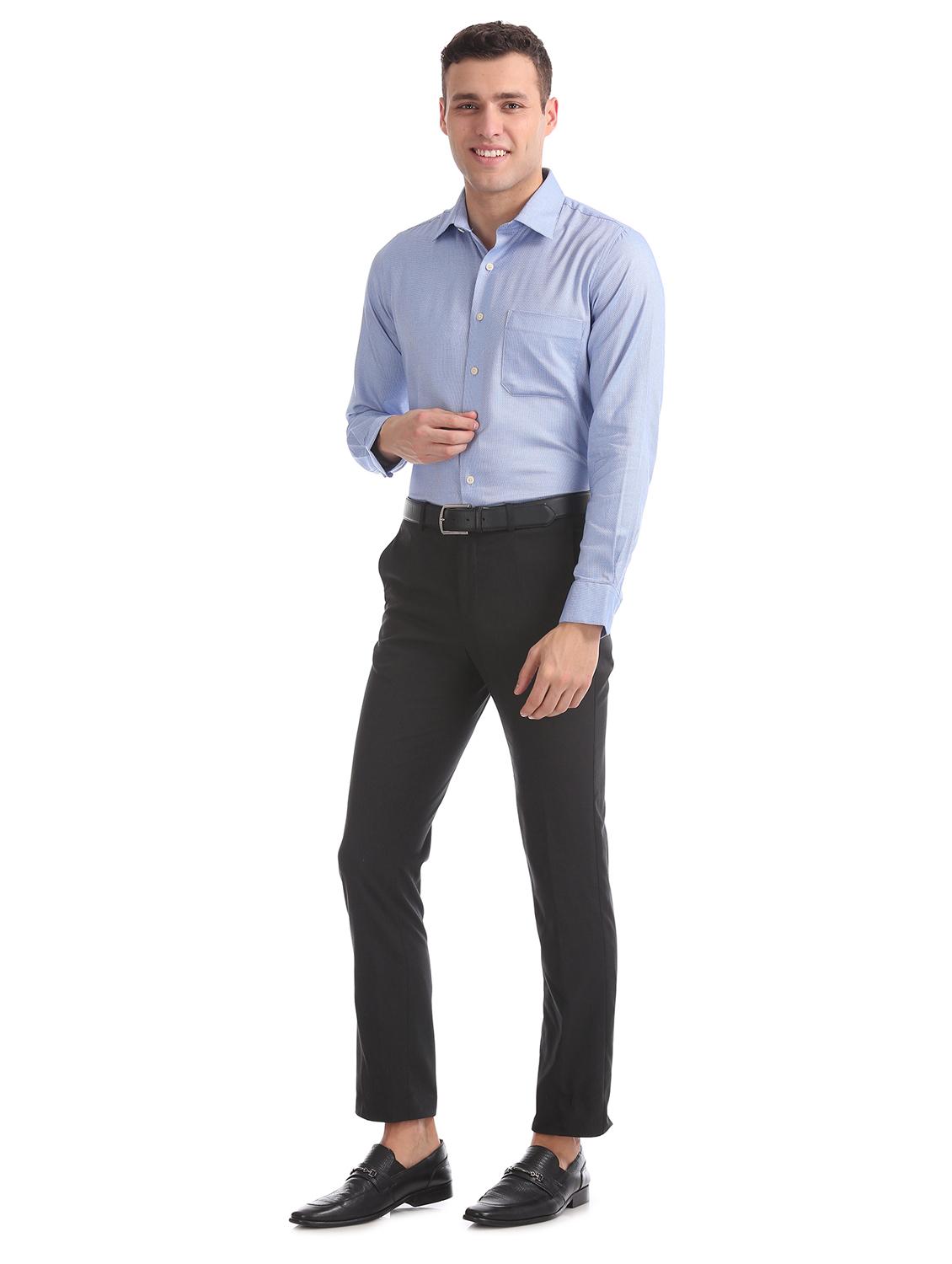 blue self design formal shirt - 17616890 - Zoom Image - 4
