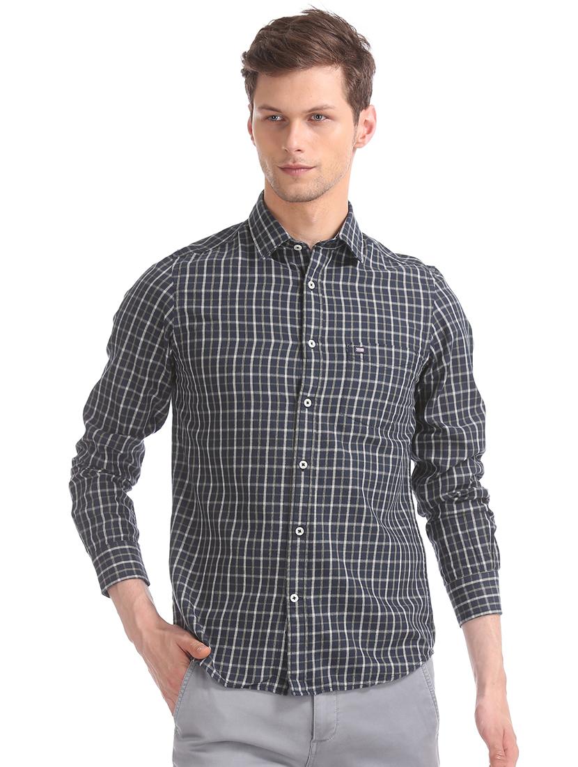 blue checkered casual shirt - 17616898 - Zoom Image - 1