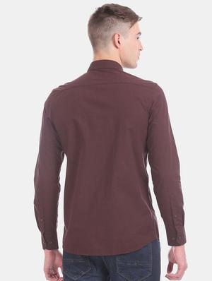 burgundy solid casual shirt - 17616903 - Standard Image - 3