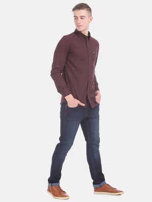 burgundy solid casual shirt - 17616903 - Standard Image - 4