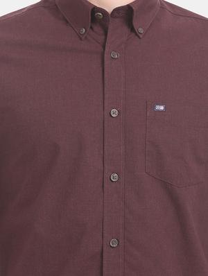 burgundy solid casual shirt - 17616903 - Standard Image - 5