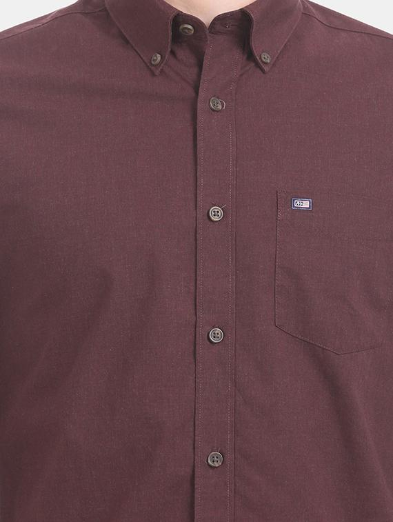 burgundy solid casual shirt - 17616903 - Zoom Image - 5