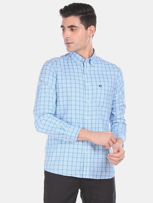 blue checkered casual shirt - 17616908 - Standard Image - 1