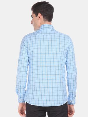 blue checkered casual shirt - 17616908 - Standard Image - 3