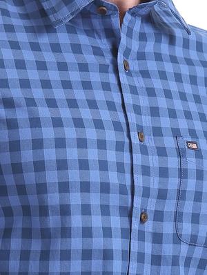 blue checkered casual shirt - 17616915 - Standard Image - 5