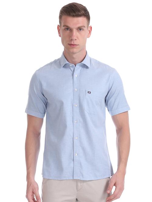 blue solid casual shirt - 17616922 - Standard Image - 1