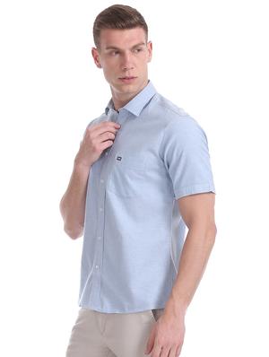 blue solid casual shirt - 17616922 - Standard Image - 2