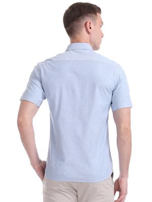 blue solid casual shirt - 17616922 - Standard Image - 3