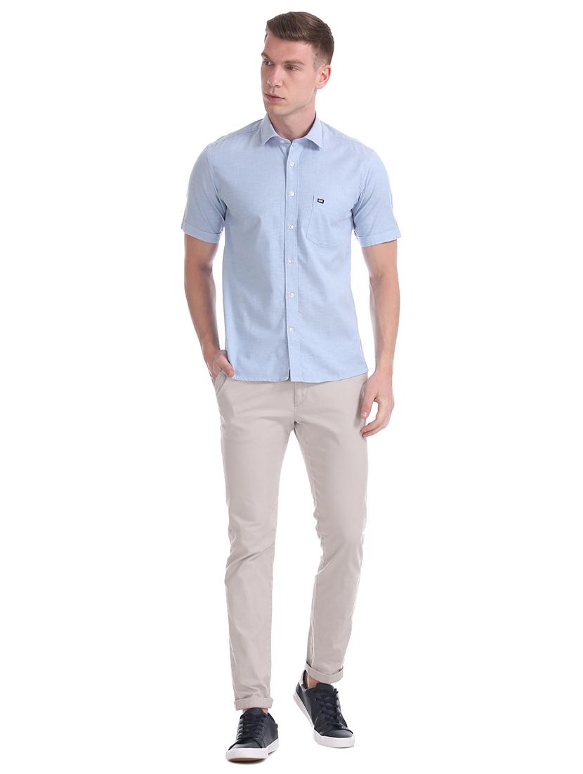 blue solid casual shirt - 17616922 - Zoom Image - 4