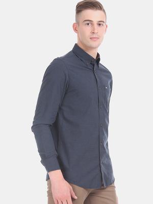 blue solid casual shirt - 17616923 - Standard Image - 2