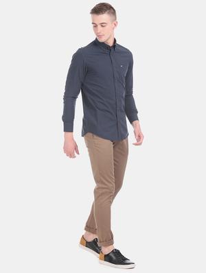 blue solid casual shirt - 17616923 - Standard Image - 4