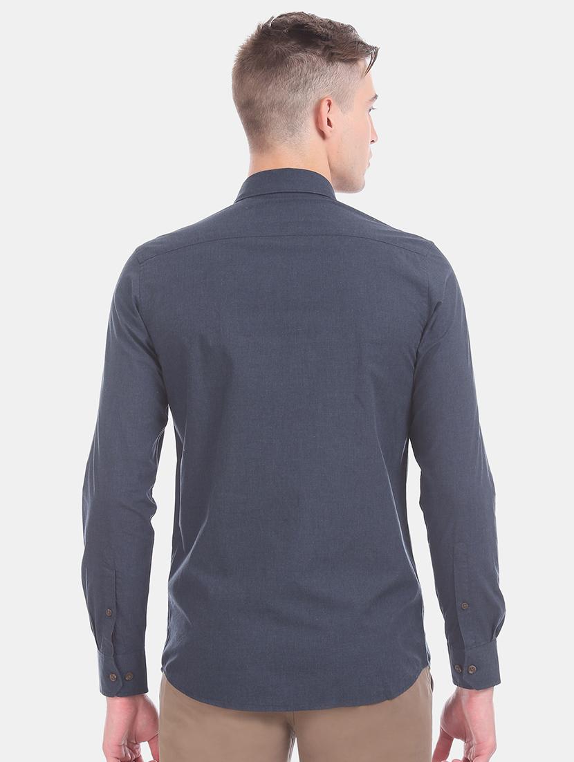 blue solid casual shirt - 17616923 - Zoom Image - 3