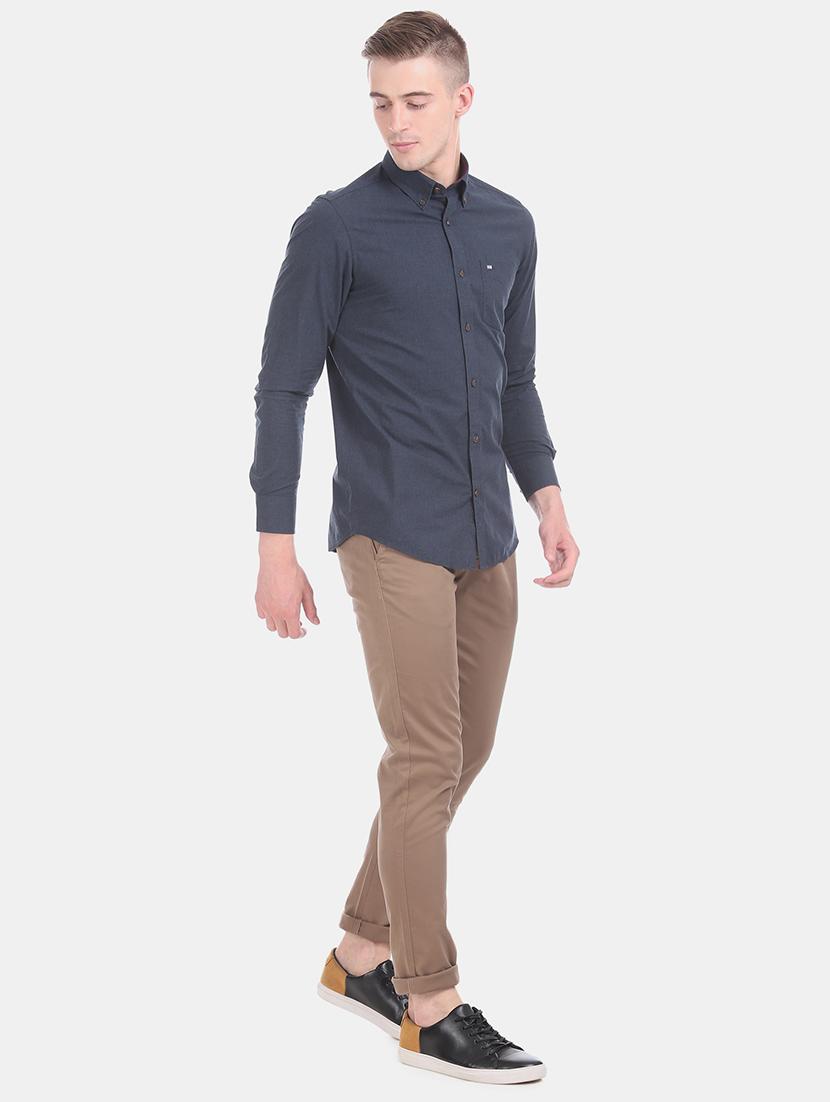 blue solid casual shirt - 17616923 - Zoom Image - 4