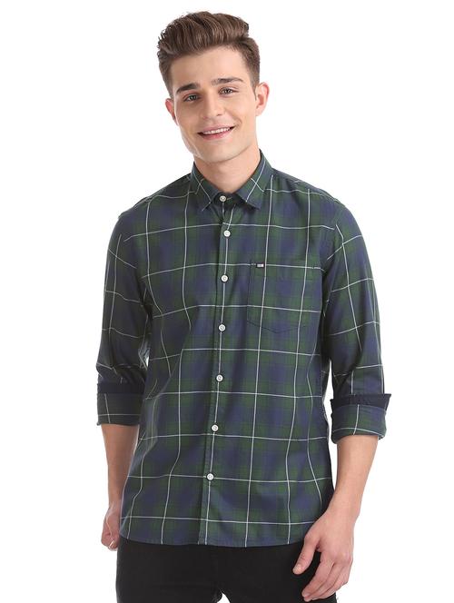 green checkered casual shirt - 17616932 - Standard Image - 1