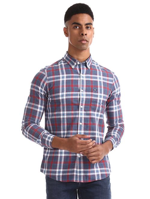 blue checkered casual shirt - 17616934 - Standard Image - 1