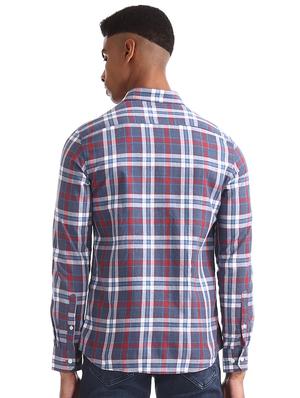 blue checkered casual shirt - 17616934 - Standard Image - 3