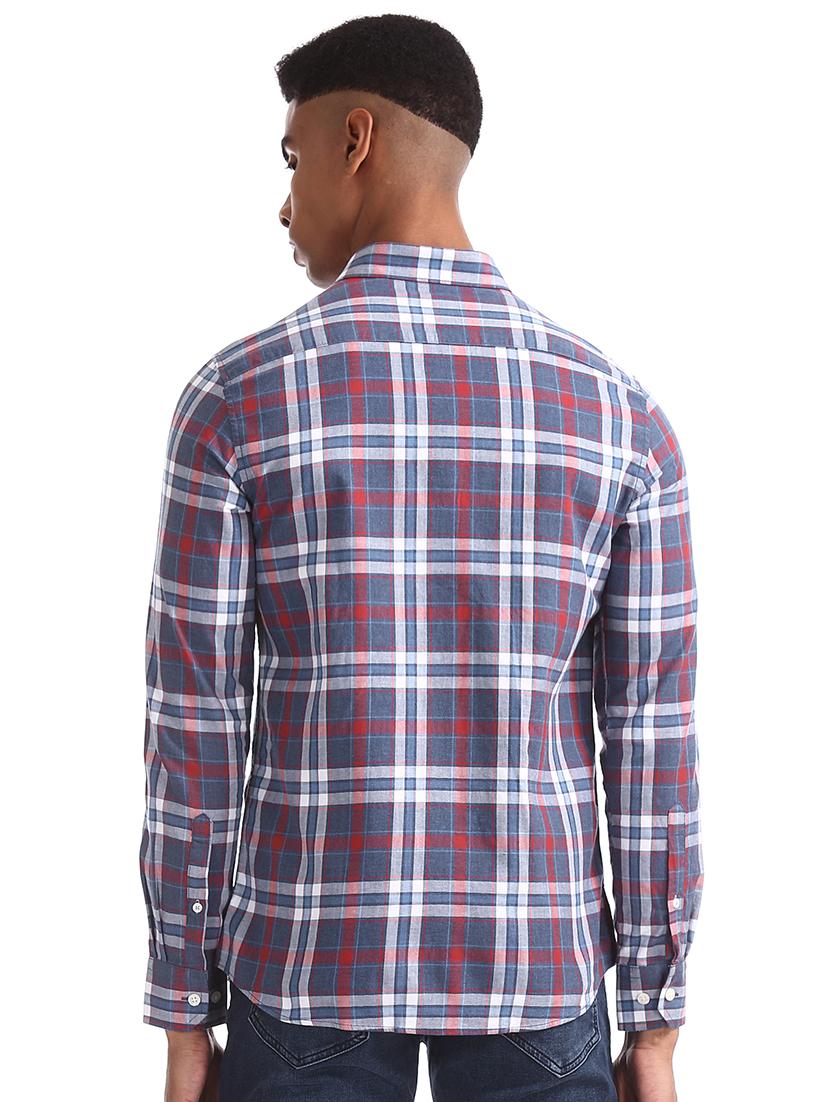 blue checkered casual shirt - 17616934 - Zoom Image - 3
