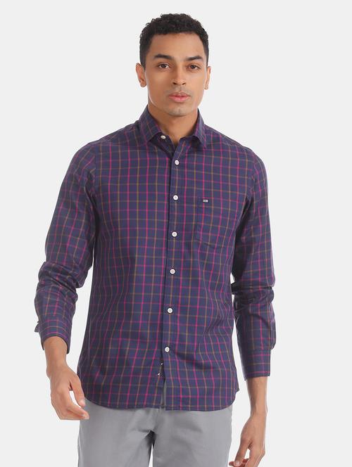 purple checkered casual shirt - 17616967 - Standard Image - 1