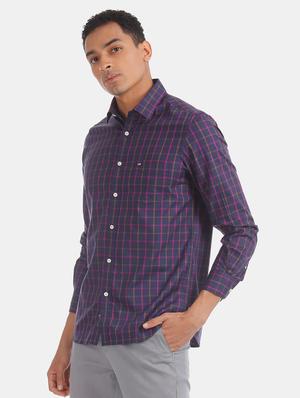 purple checkered casual shirt - 17616967 - Standard Image - 2