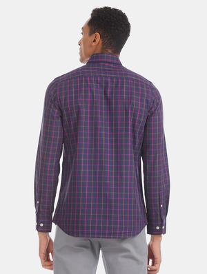 purple checkered casual shirt - 17616967 - Standard Image - 3