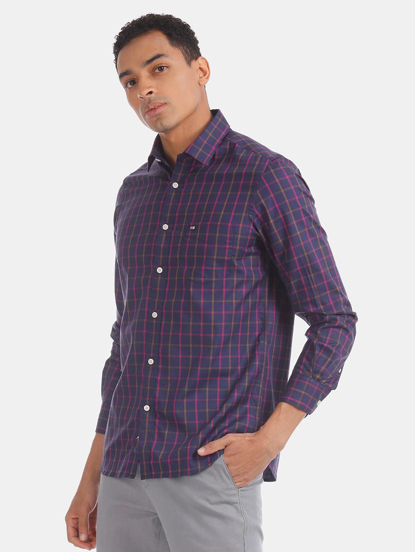 purple checkered casual shirt - 17616967 - Zoom Image - 2