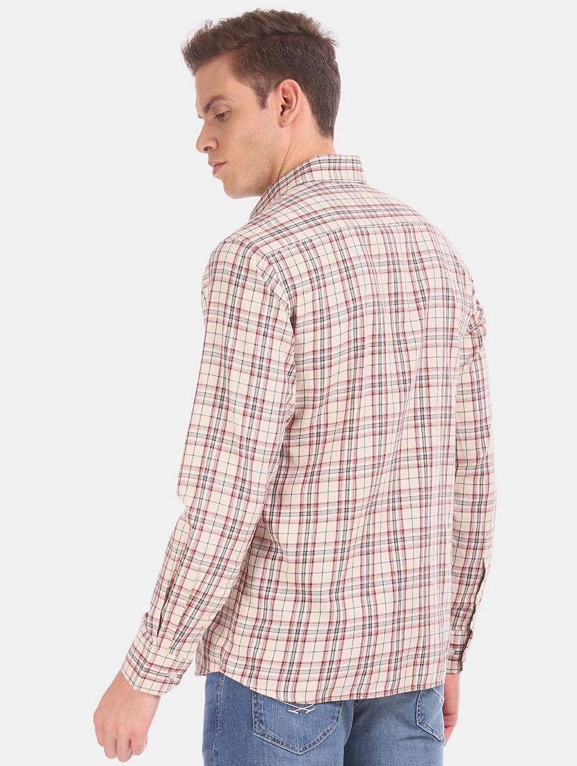 beige checkered casual shirt - 17616971 - Zoom Image - 3