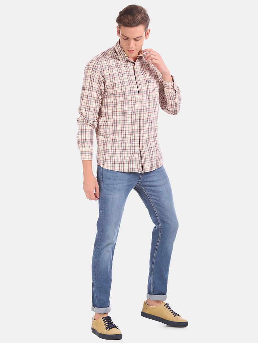 beige checkered casual shirt - 17616971 - Zoom Image - 4