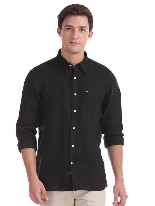 black solid casual shirt - 17616977 - Standard Image - 1