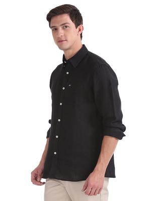 black solid casual shirt - 17616977 - Standard Image - 2