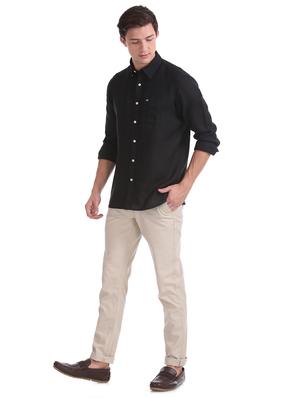 black solid casual shirt - 17616977 - Standard Image - 4