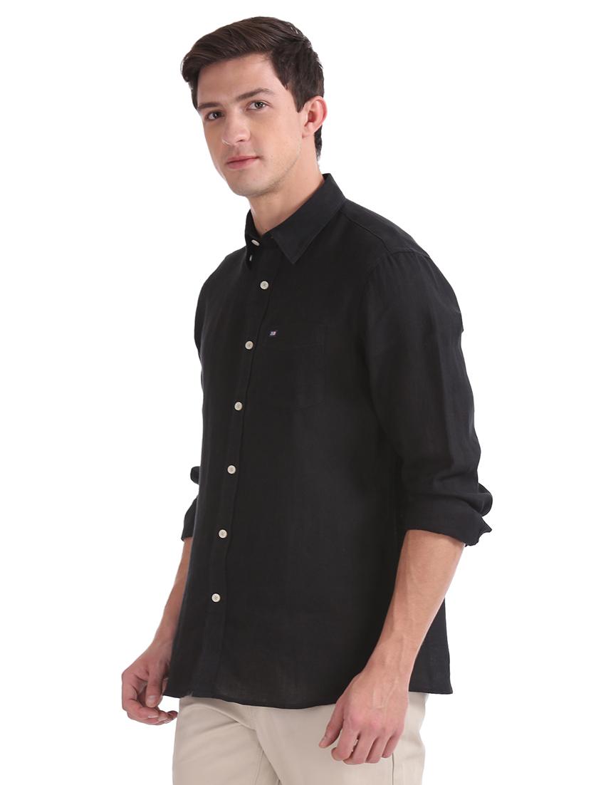 black solid casual shirt - 17616977 - Zoom Image - 2