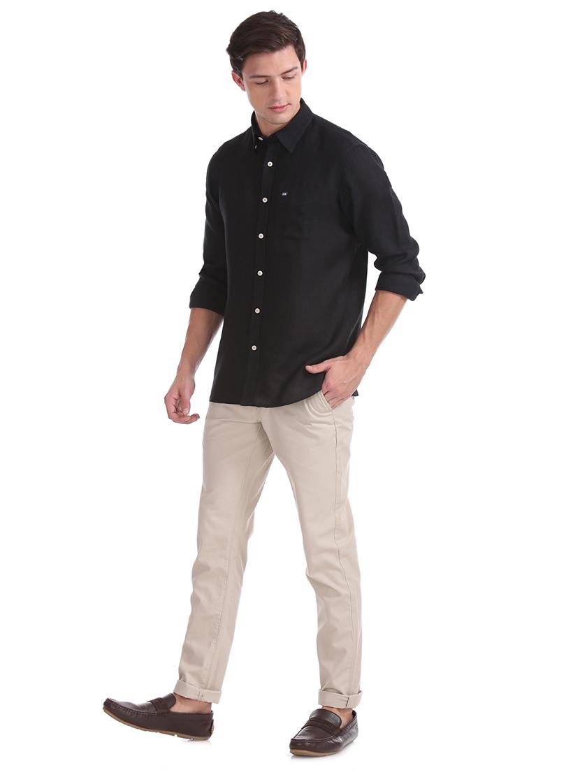 black solid casual shirt - 17616977 - Zoom Image - 4