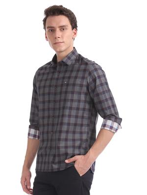 grey checkered casual shirt - 17616980 - Standard Image - 2