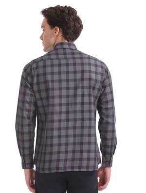 grey checkered casual shirt - 17616980 - Standard Image - 3