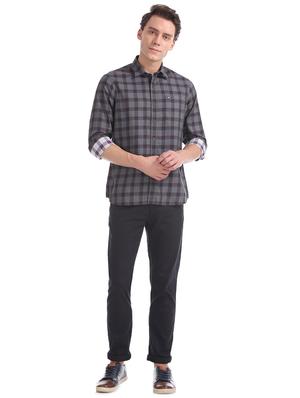 grey checkered casual shirt - 17616980 - Standard Image - 4