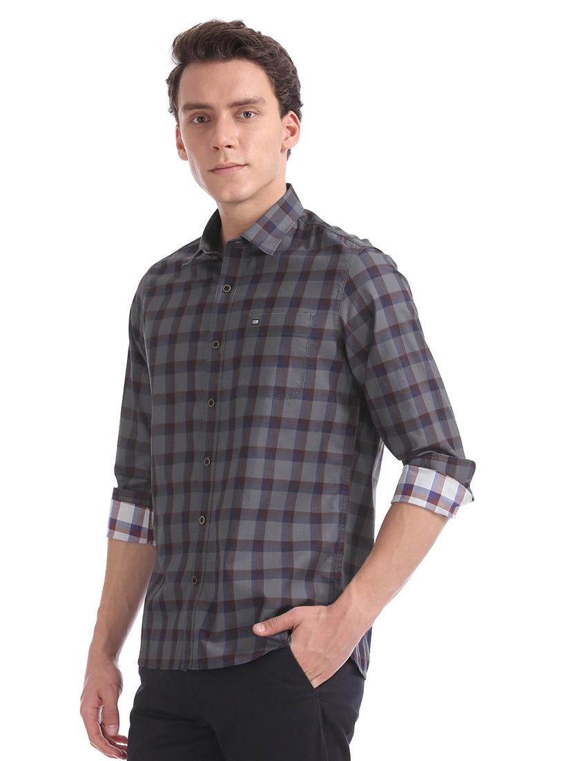 grey checkered casual shirt - 17616980 - Zoom Image - 2