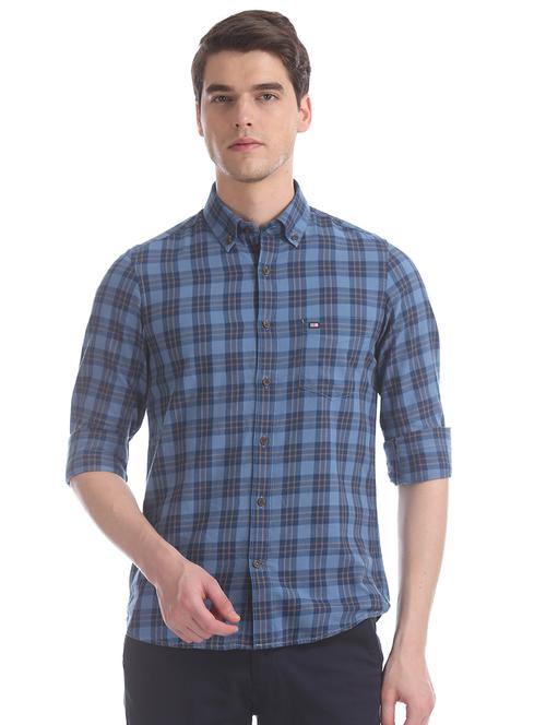 blue checkered casual shirt - 17616986 - Standard Image - 1
