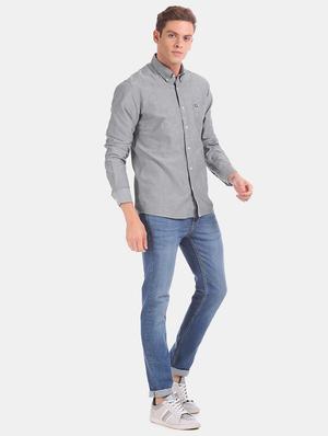 grey solid casual shirt - 17616988 - Standard Image - 4