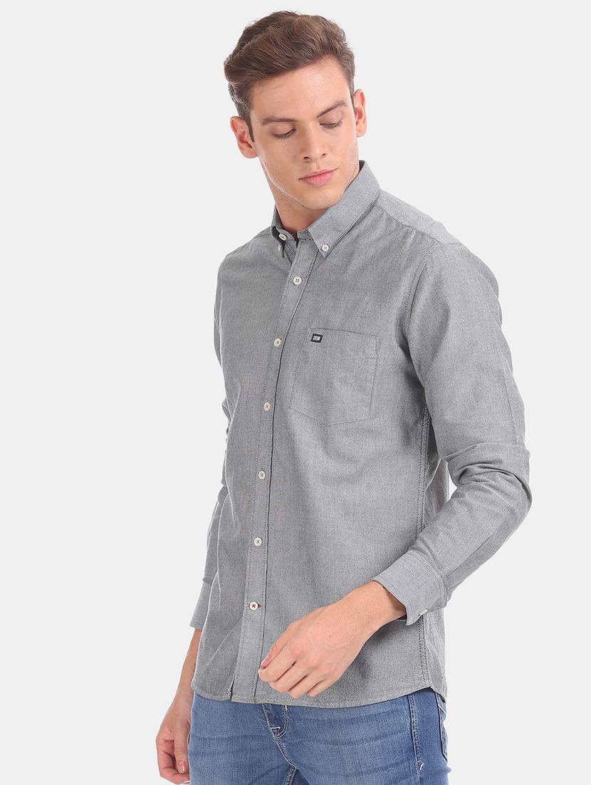 grey solid casual shirt - 17616988 - Zoom Image - 2