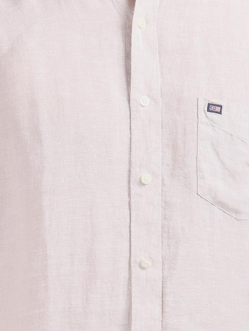 beige solid linen casual shirt - 17616993 - Zoom Image - 5