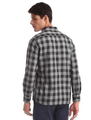 grey checkered casual shirt - 17616994 - Standard Image - 3