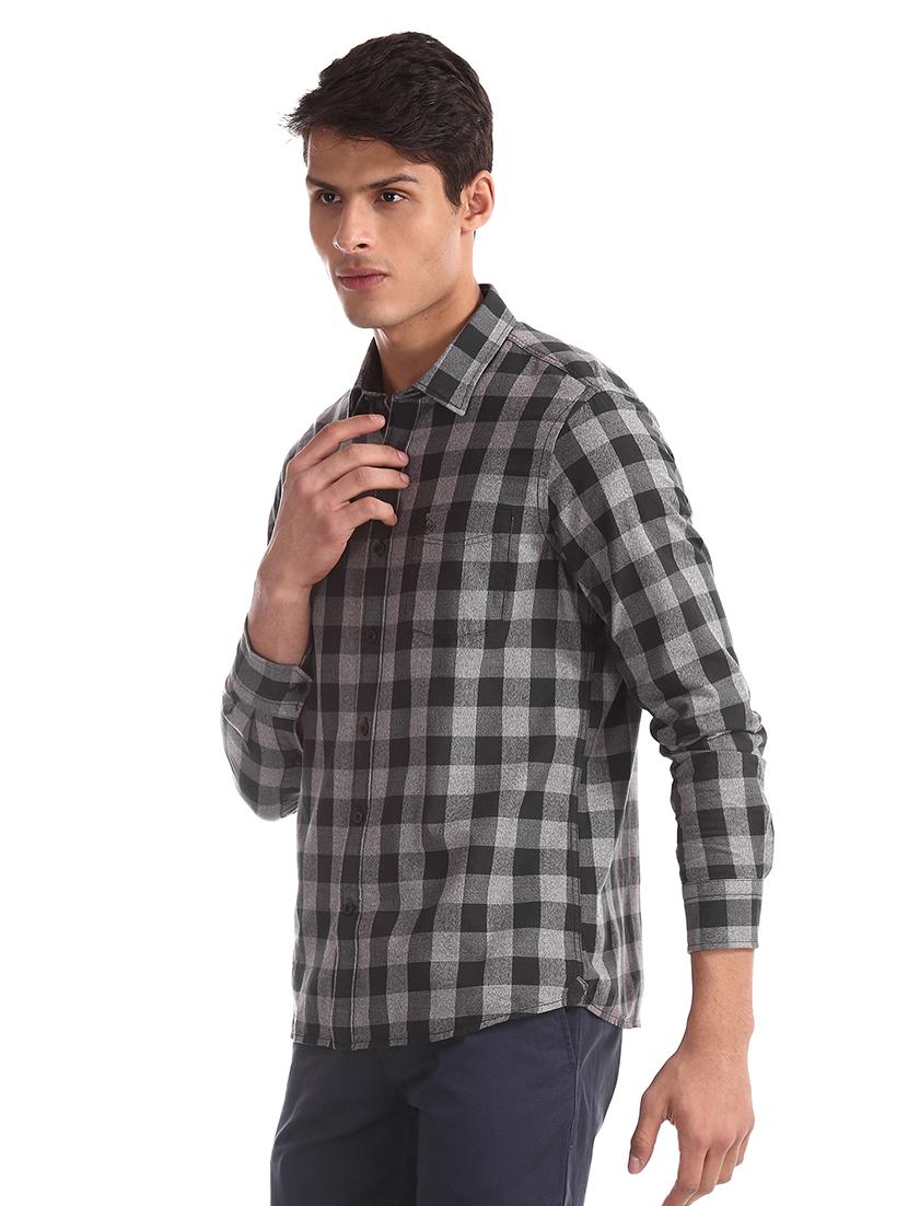 grey checkered casual shirt - 17616994 - Zoom Image - 2