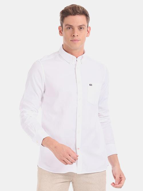 white solid casual shirt - 17617008 - Standard Image - 1