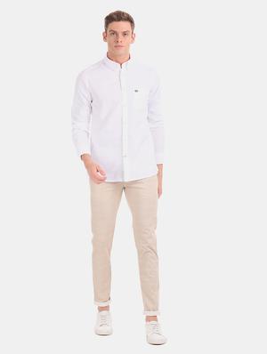 white solid casual shirt - 17617008 - Standard Image - 4