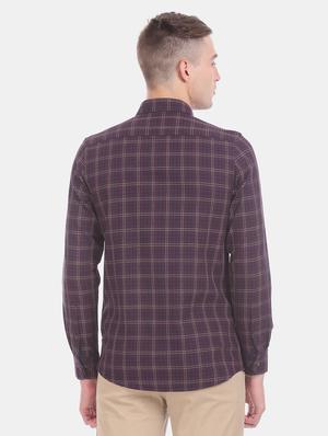 maroon checkered casual shirt - 17617013 - Standard Image - 4
