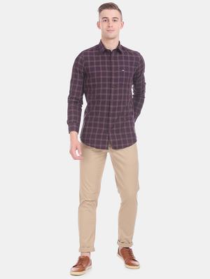maroon checkered casual shirt - 17617013 - Standard Image - 5