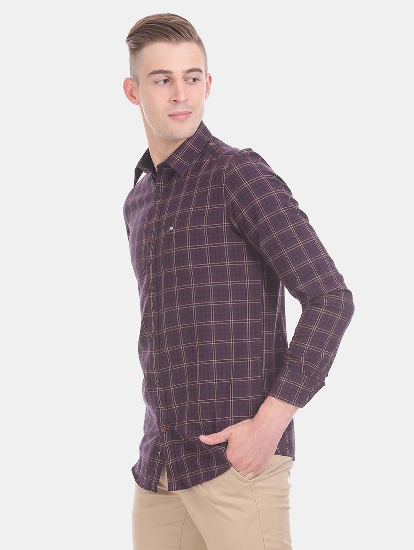 maroon checkered casual shirt - 17617013 - Zoom Image - 2