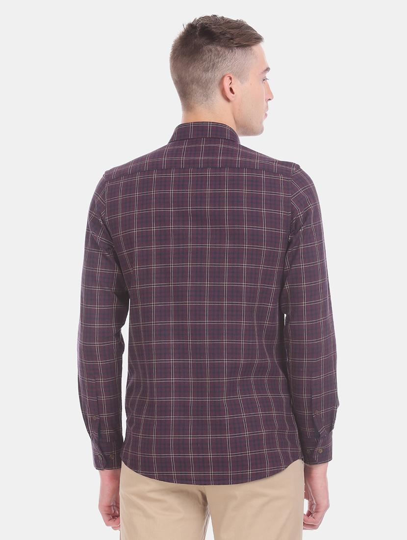 maroon checkered casual shirt - 17617013 - Zoom Image - 4
