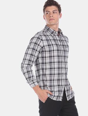 grey checkered casual shirt - 17617015 - Standard Image - 2