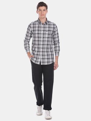grey checkered casual shirt - 17617015 - Standard Image - 4